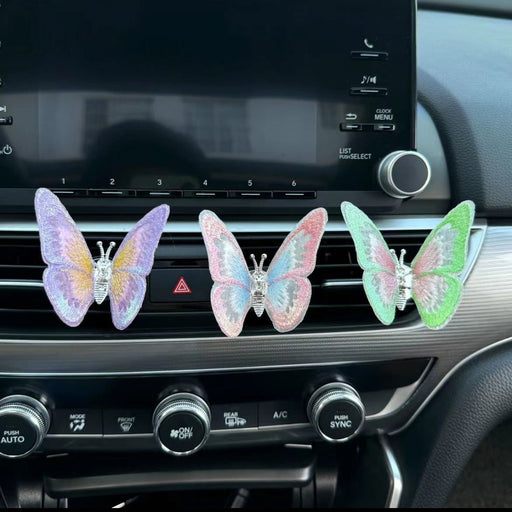 Moving Embroidery Butterfly Center Console Air Outlet Decoration Healing Series Car Accessories