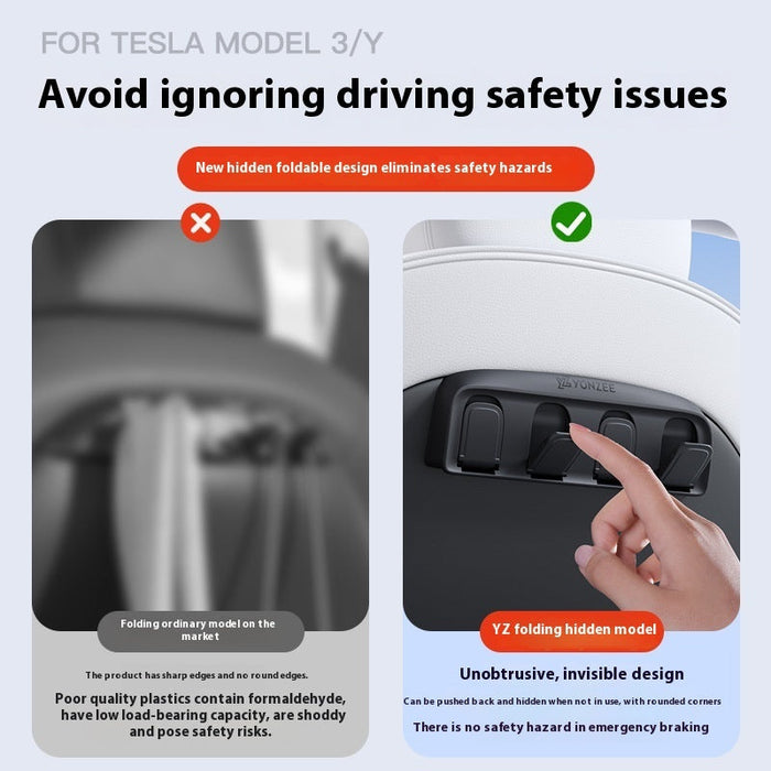 Suitable For Huanxin ModelY3 Rear Seat Car Folding Hook Storage Accessories