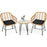 3 Pieces Rattan Furniture Set With Cushioned Chair Table