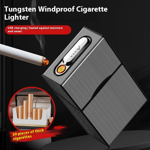 Simple Home USB Charging Windproof Cigarette Case Lighter