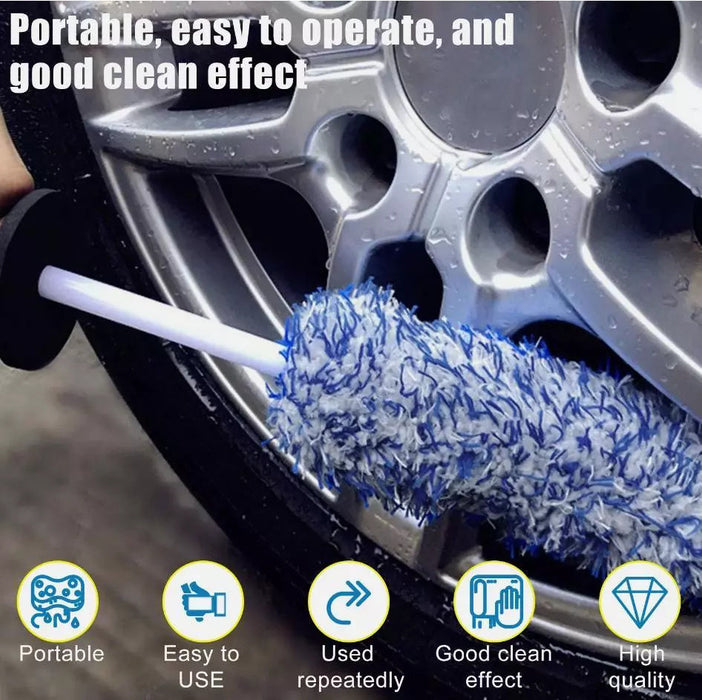 Car Wash Super Brush Microfiber Premium Wheels Brush Non-Slip Soft Handle Easy To Cleaning Car Wheel Spokes Car Accessories