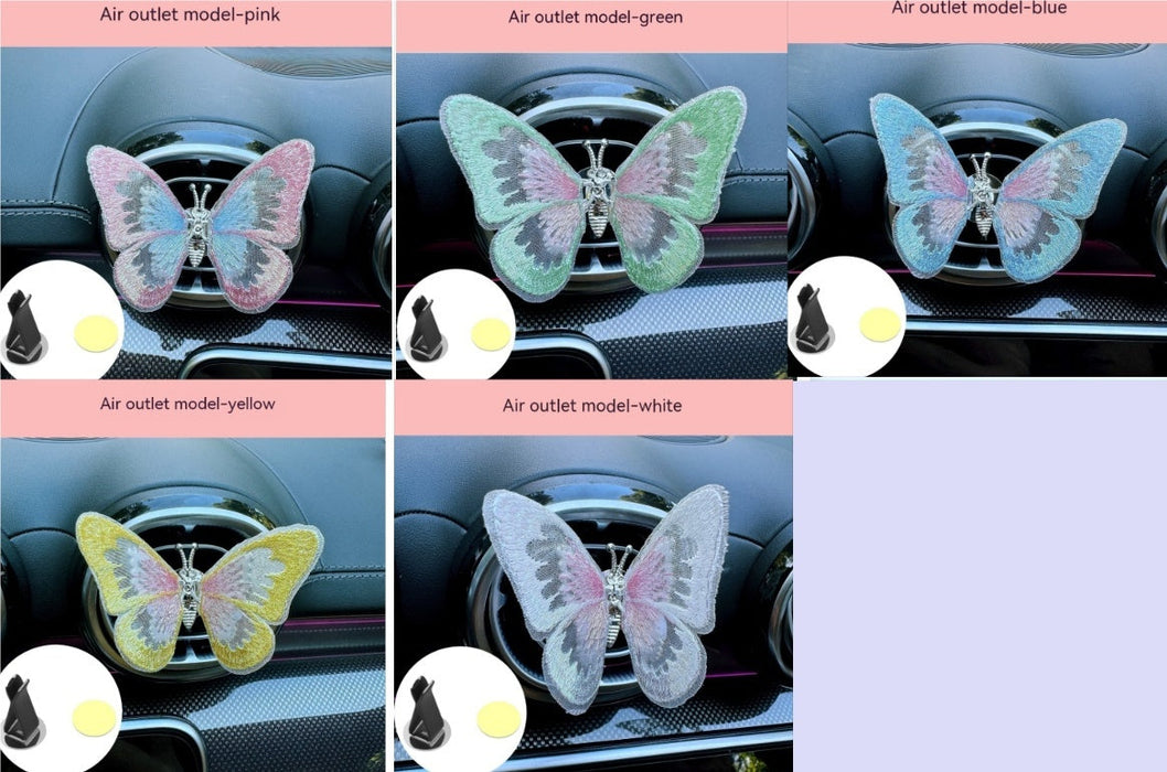 Moving Embroidery Butterfly Center Console Air Outlet Decoration Healing Series Car Accessories