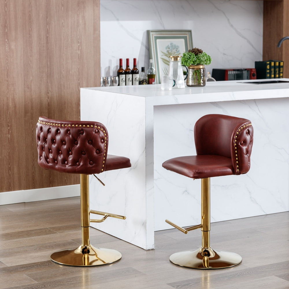 A A Furniture Swivel Barstools Adjustable Height, Modern PU Upholstered Stools