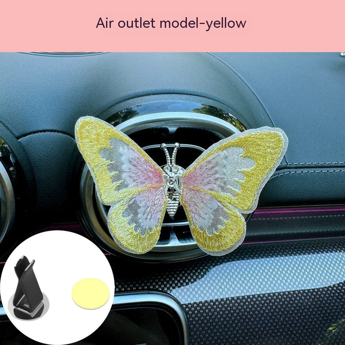 Moving Embroidery Butterfly Center Console Air Outlet Decoration Healing Series Car Accessories
