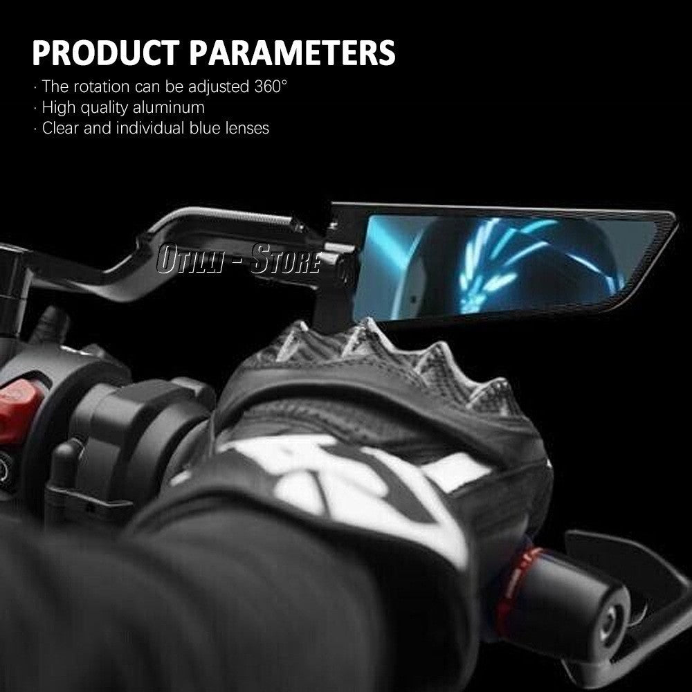 Electric Car Street Bike Universal Handle Mirror Blue Lens Aluminum Alloy Material Motorcycle Modification Accessories