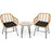 3 Pieces Rattan Furniture Set With Cushioned Chair Table
