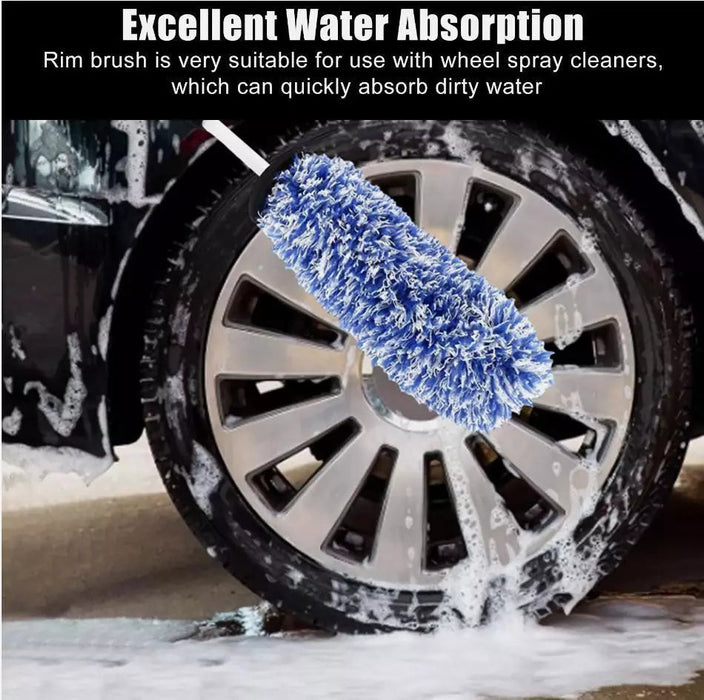 Car Wash Super Brush Microfiber Premium Wheels Brush Non-Slip Soft Handle Easy To Cleaning Car Wheel Spokes Car Accessories