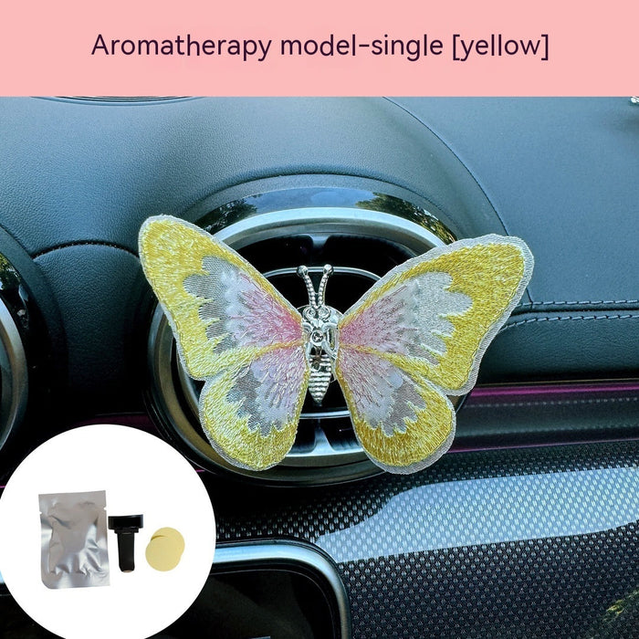 Moving Embroidery Butterfly Center Console Air Outlet Decoration Healing Series Car Accessories