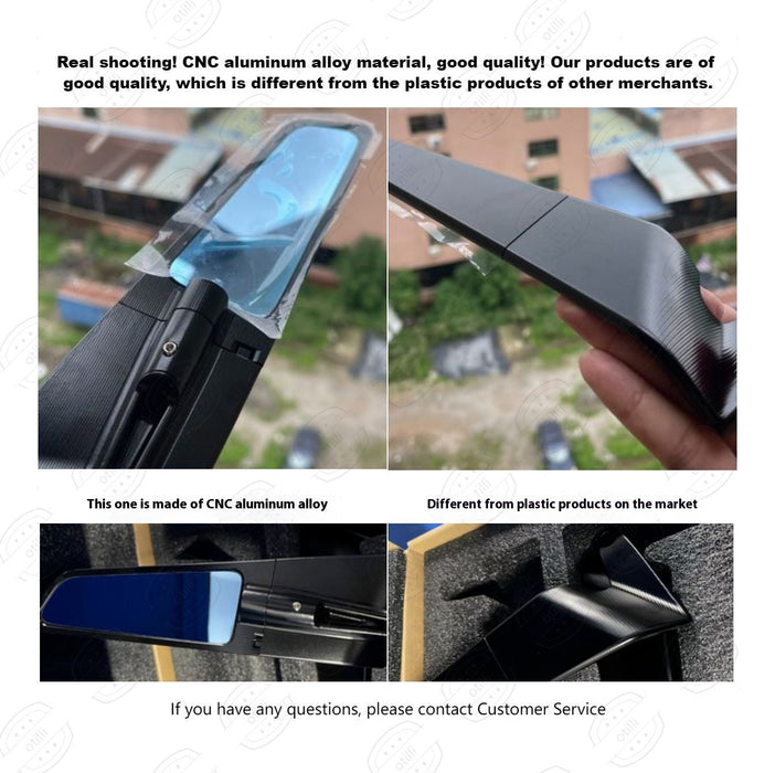 Electric Car Street Bike Universal Handle Mirror Blue Lens Aluminum Alloy Material Motorcycle Modification Accessories