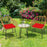 3 Pieces Rattan Furniture Set With Cushioned Chair Table