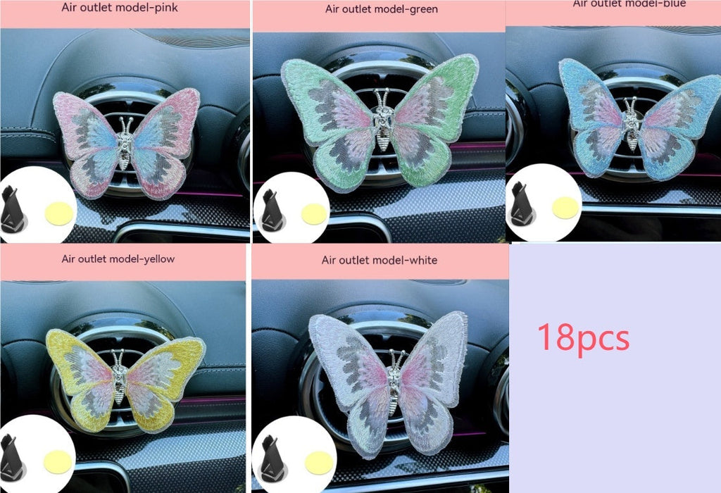 Moving Embroidery Butterfly Center Console Air Outlet Decoration Healing Series Car Accessories