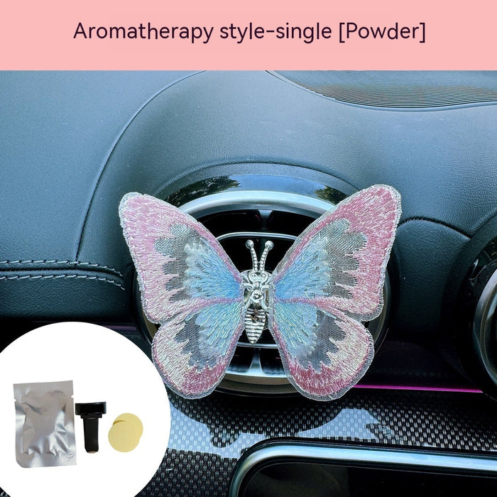 Moving Embroidery Butterfly Center Console Air Outlet Decoration Healing Series Car Accessories