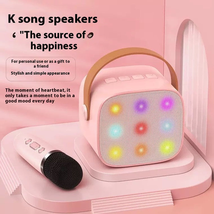 Colored Lights Mini Bluetooth Speaker With Microphone Suit Children Singing Wireless Microphone