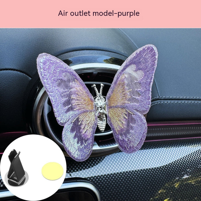 Moving Embroidery Butterfly Center Console Air Outlet Decoration Healing Series Car Accessories